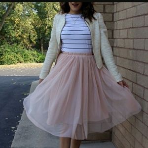 Pink Tulle Midi Skirt